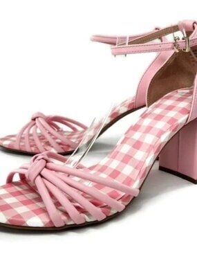 Draper James Elisa Light Pink Open-Toe Wrap Ankle Strap Block Heeled Sandals